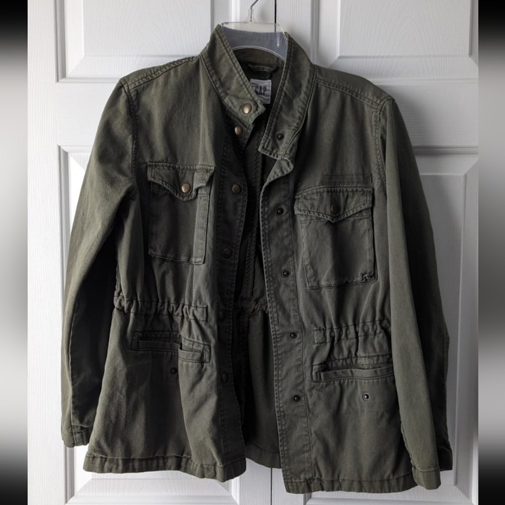 women's button up Green utility jacket